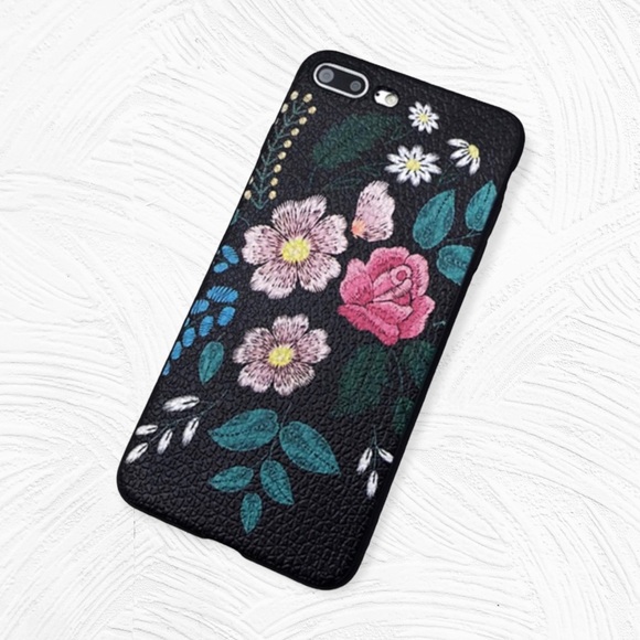 NEW iPhone XS MAX Floral Soft Textured Stitch Print Case - Picture 2 of 3